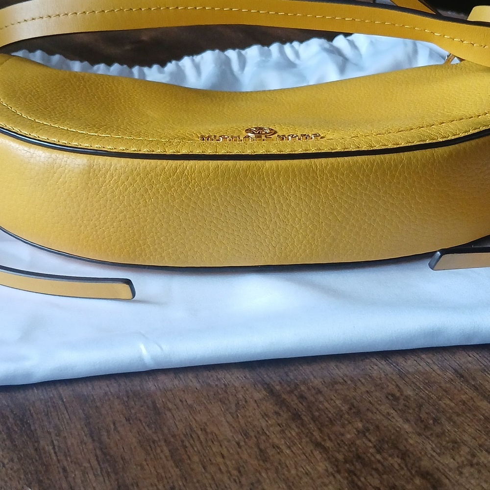 Michael Kors Yellow Pebbled Leather Crescent Shoulder Bag - Picture 8 of 8